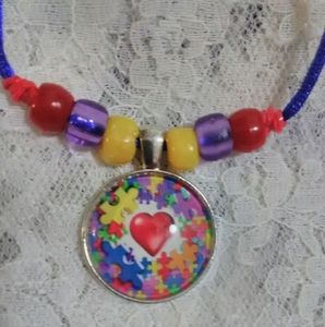 New, Autism Awareness Cabochon Necklace